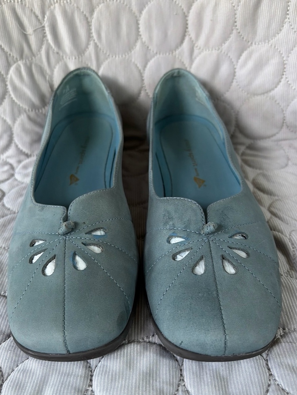 Easy Spirit Soft Teal Slip-On Cutout Flats